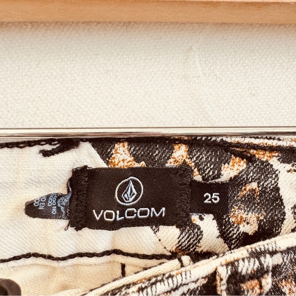 Volcom Women Skinny Jeans Leopard Print Brown 25 Casual High Waist Summer Edgy - Picture 4 of 11